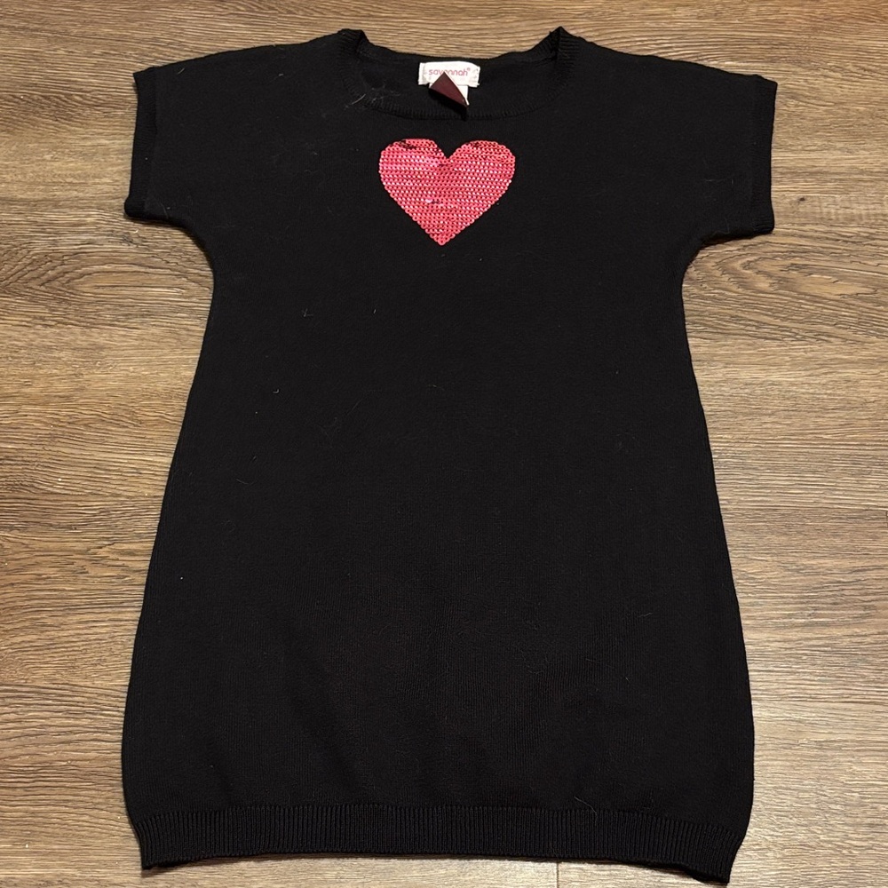 girls sequin heart sweater dress